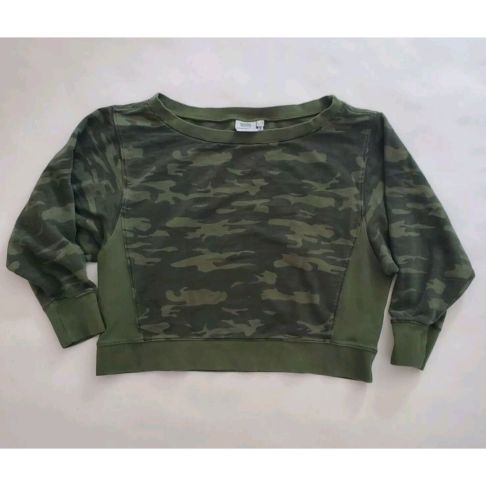 Good‎ American Sweater Pullover Green Camo Size 1